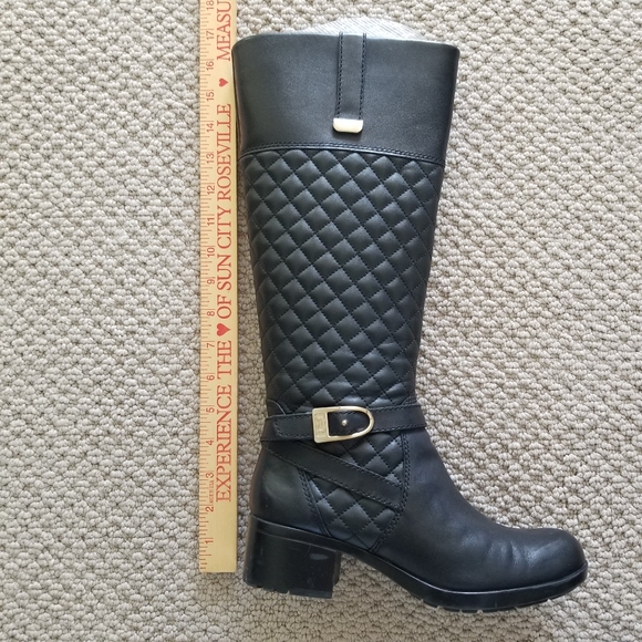 Bandolino Blushe Quilted Black Leather Heeled Riding Boots 6.5M - Picture 8 of 15